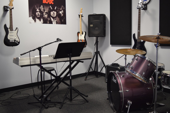 Bach to Rock McLean lesson room with instruments